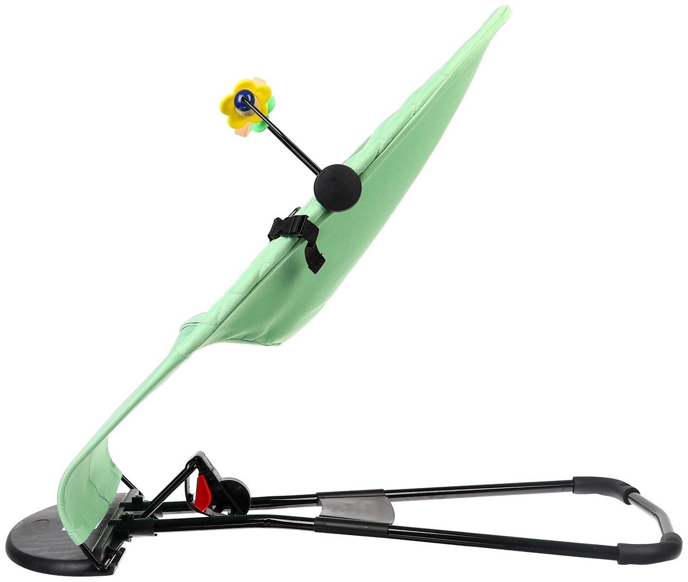 Шезлонг детский, кресло - качалка с игрушками для новорождённых «Крошка Я», цвет зелёный