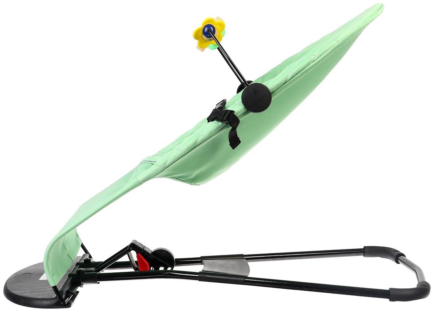 Шезлонг детский, кресло - качалка с игрушками для новорождённых «Крошка Я», цвет зелёный