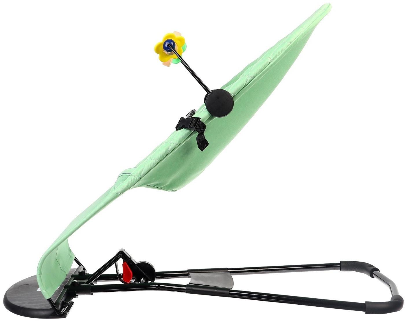 Шезлонг детский, кресло - качалка с игрушками для новорождённых «Крошка Я», цвет зелёный