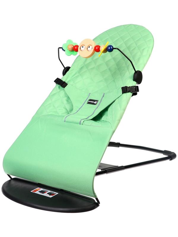 Шезлонг детский, кресло - качалка с игрушками для новорождённых «Крошка Я», цвет зелёный
