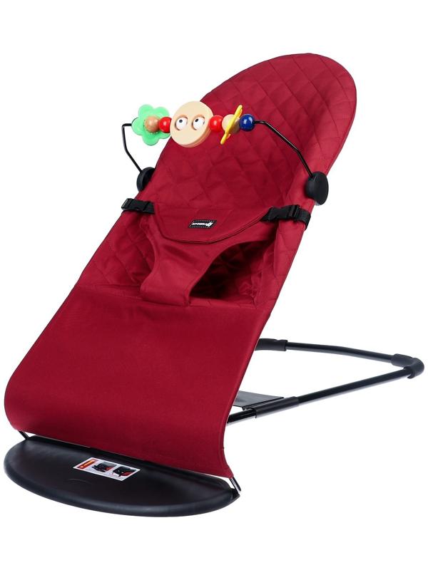 Шезлонг детский, кресло - качалка с игрушками для новорождённых «Крошка Я», цвет бордовый