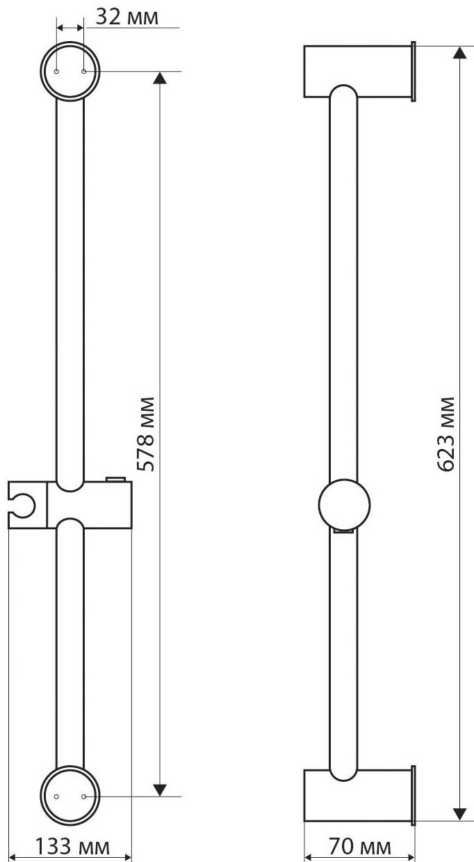 Душевая стойка ZEIN S08, с держателем для душевой лейки, графит