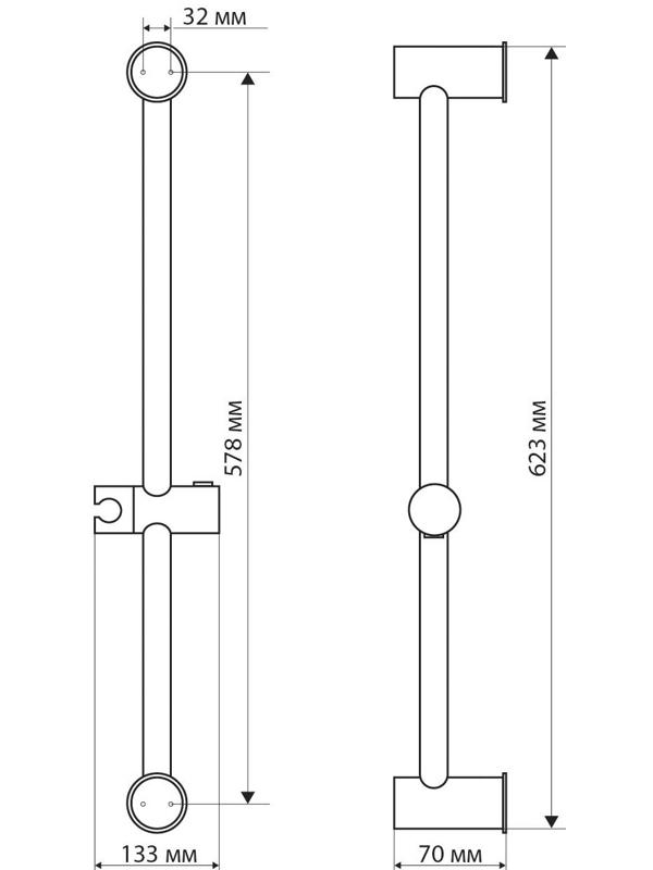 Душевая стойка ZEIN S08, с держателем для душевой лейки, графит