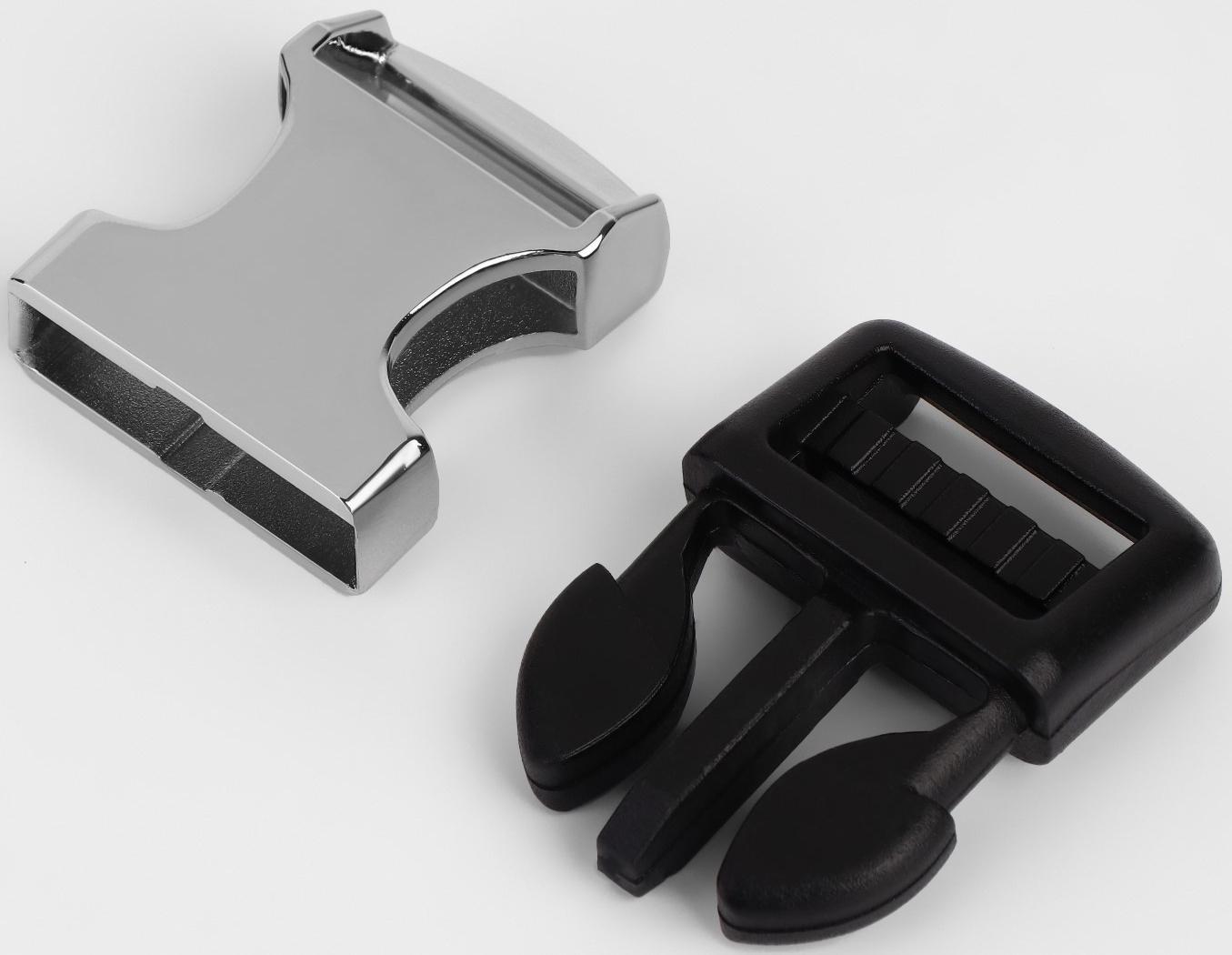 Фастекс 20 мм, нагрузка до 15 кг ,металл/пластик, цвет серебряный/чёрный