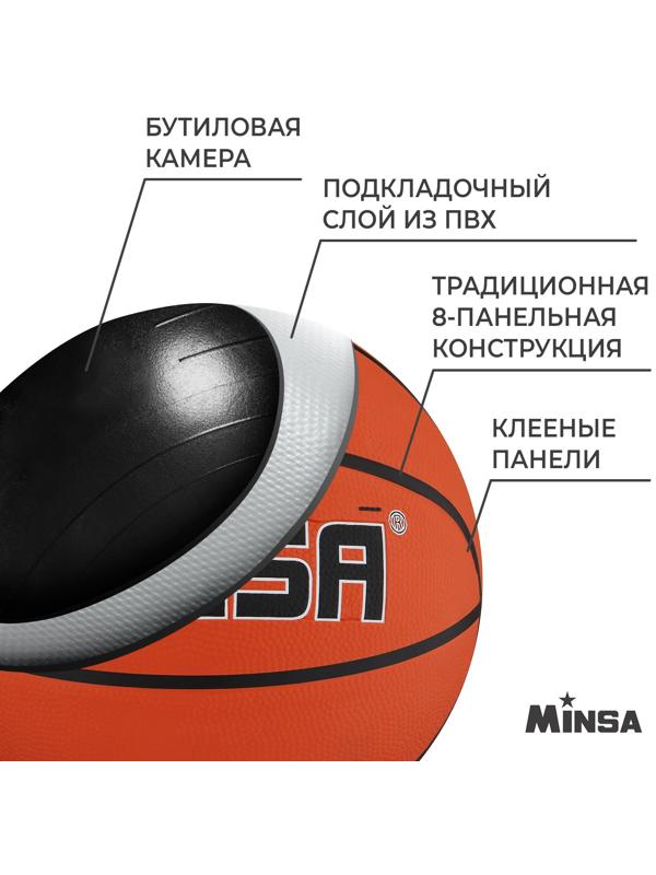 Мяч баскетбольный MINSA, ПВХ, клееный, 8 панелей, р. 6