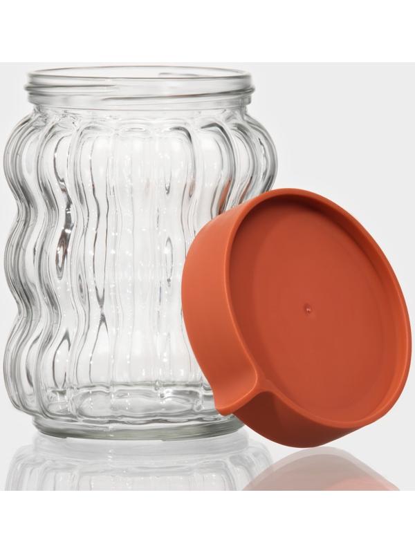 Банки стеклянные для сыпучих продуктов Доляна «Коралл», 2 предмета: 0,5 л, 9×13 см