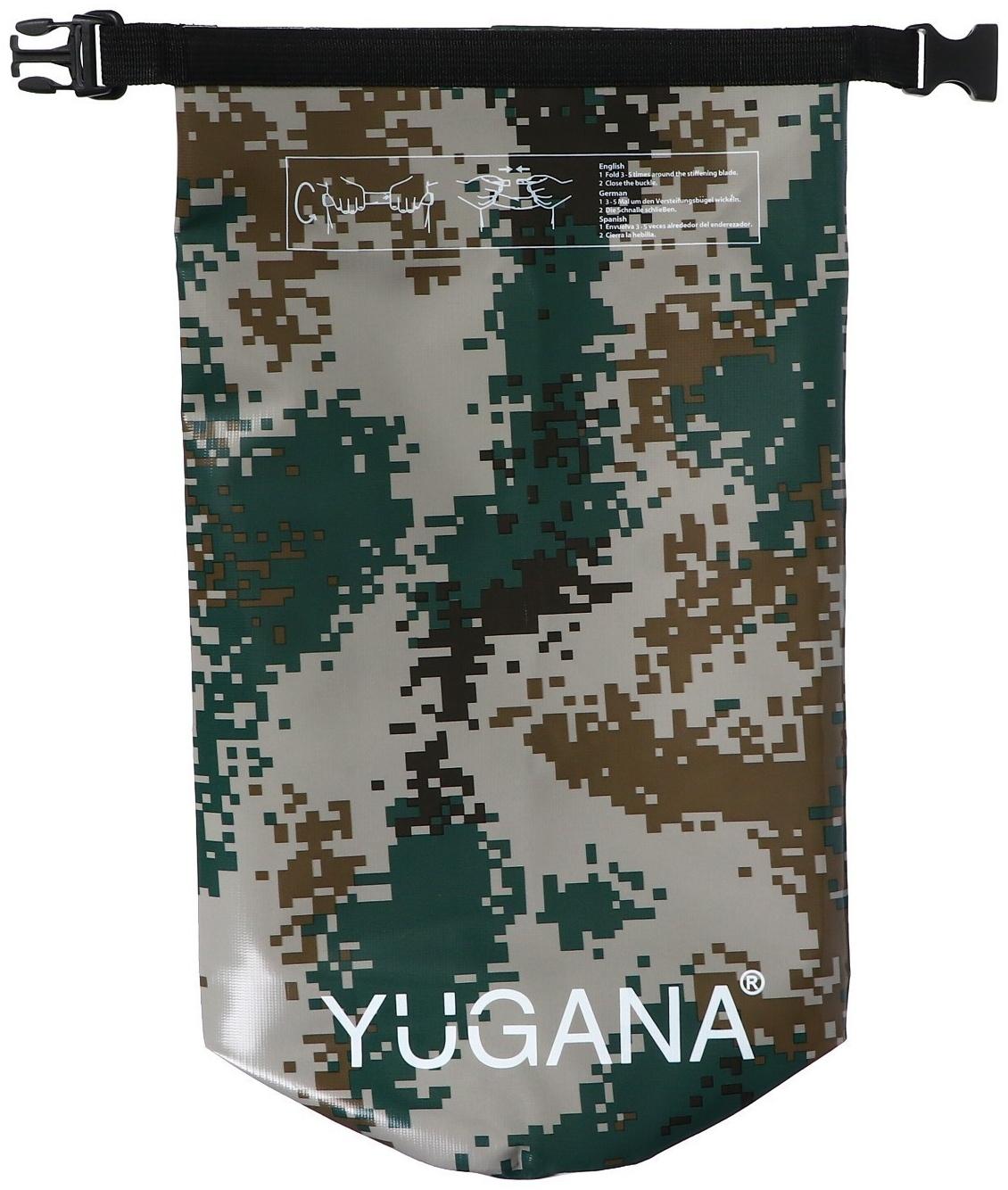 Гермомешок YUGANA, ПВХ, водонепроницаемый 20 литров, один ремень, камуфляж