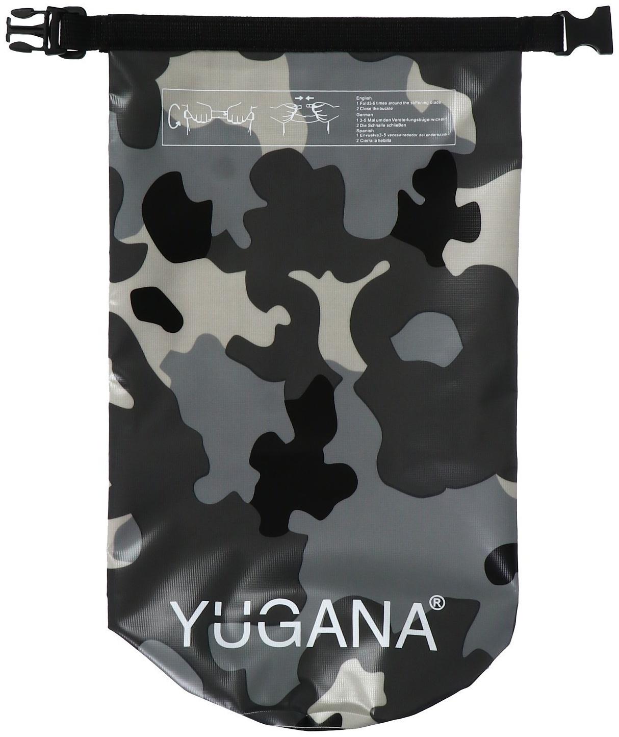 Гермомешок YUGANA, ПВХ, водонепроницаемый 20 литров, один ремень, камуфляж-цифра
