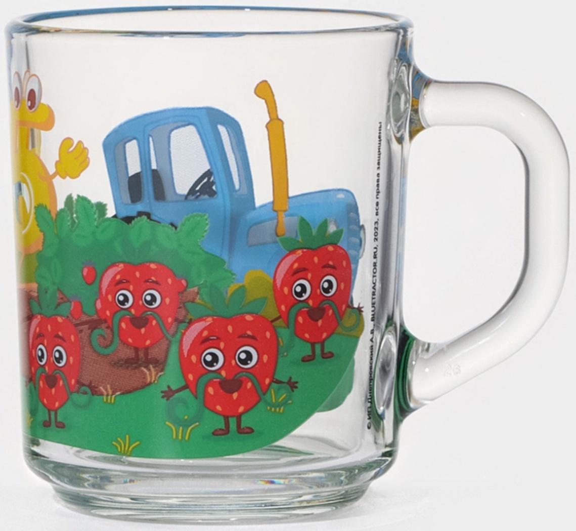 Кружка детская «Синий трактор. Цифры», 250 мл, d=7,2 см, h=9 см, стекло