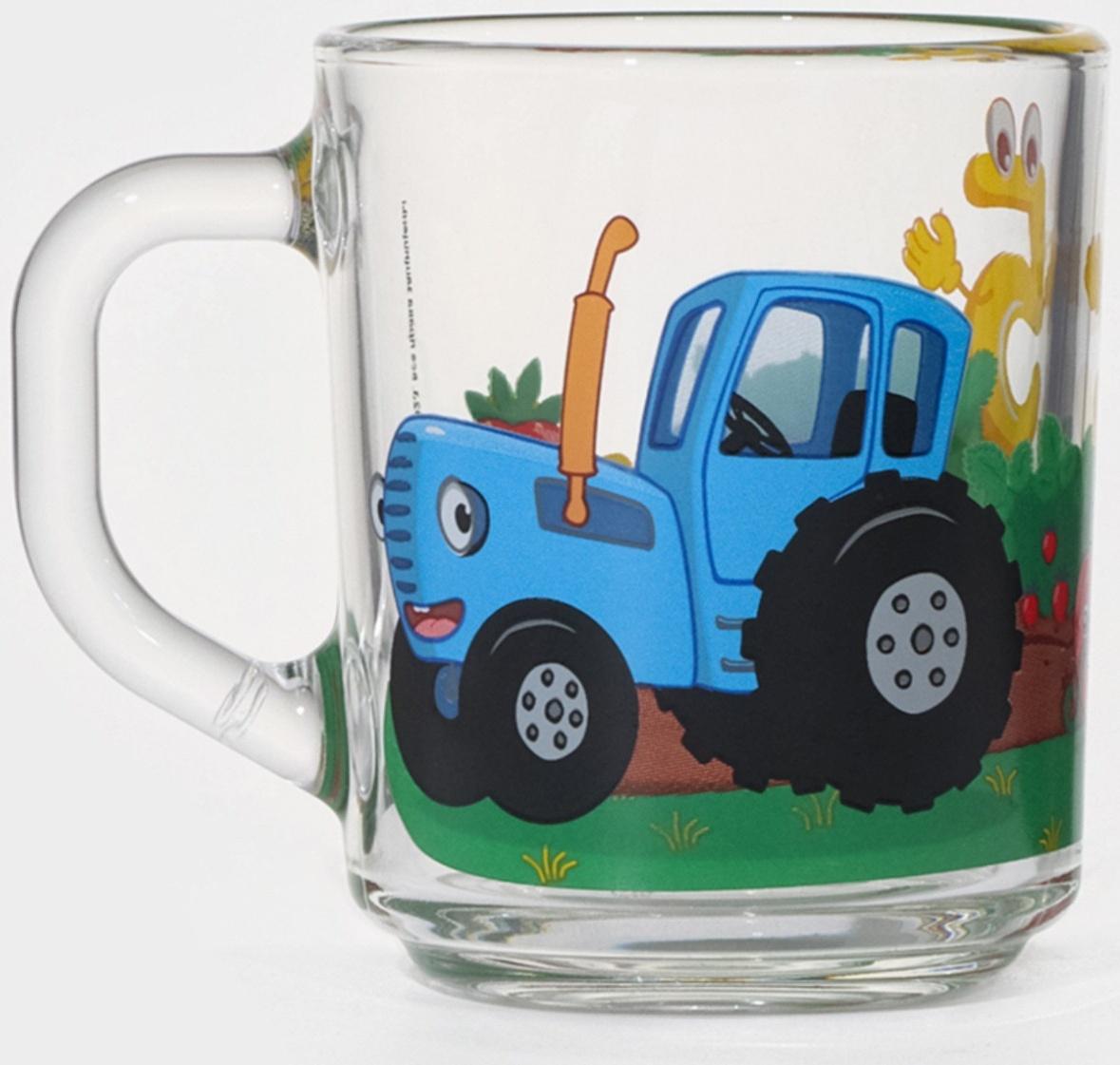 Кружка детская «Синий трактор. Цифры», 250 мл, d=7,2 см, h=9 см, стекло