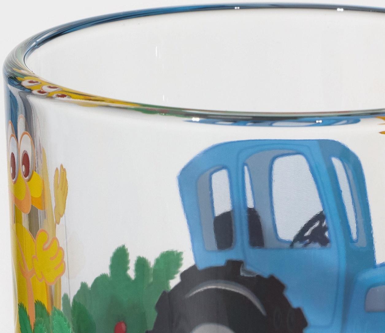 Кружка детская «Синий трактор. Цифры», 250 мл, d=7,2 см, h=9 см, стекло