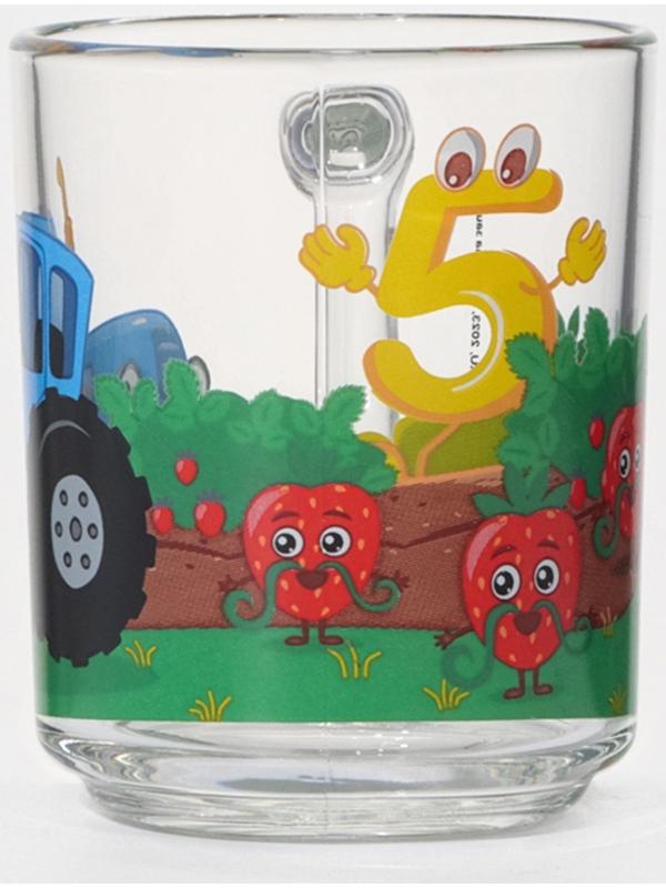 Кружка детская «Синий трактор. Цифры», 250 мл, d=7,2 см, h=9 см, стекло