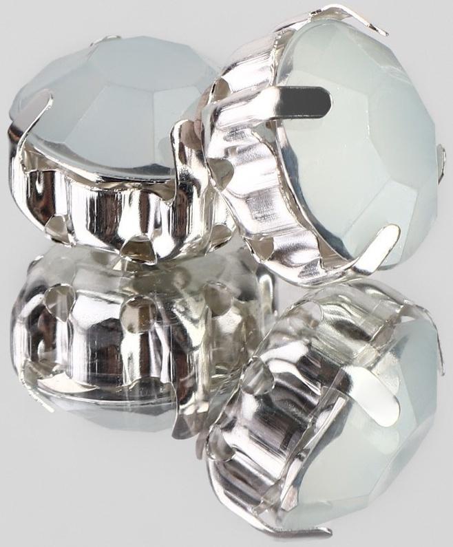 Стразы пришивные «Круг», в оправе, d = 10 мм, 20 шт, цвет белый опал