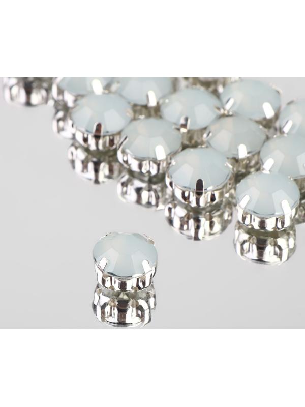 Стразы пришивные «Круг», в оправе, d = 10 мм, 20 шт, цвет белый опал