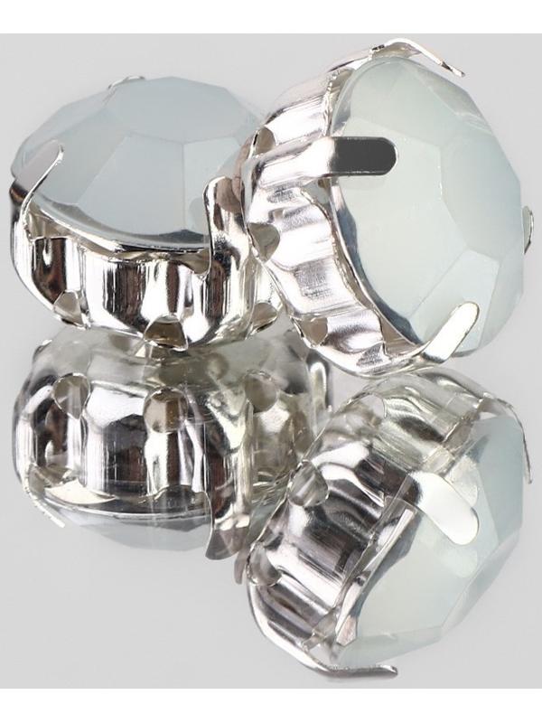 Стразы пришивные «Круг», в оправе, d = 10 мм, 20 шт, цвет белый опал