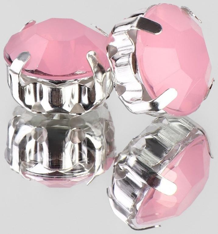 Стразы пришивные «Круг», в оправе, d = 10 мм, 20 шт, цвет розовый опал