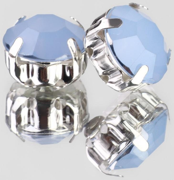 Стразы пришивные «Круг», в оправе, d = 10 мм, 20 шт, цвет голубой опал