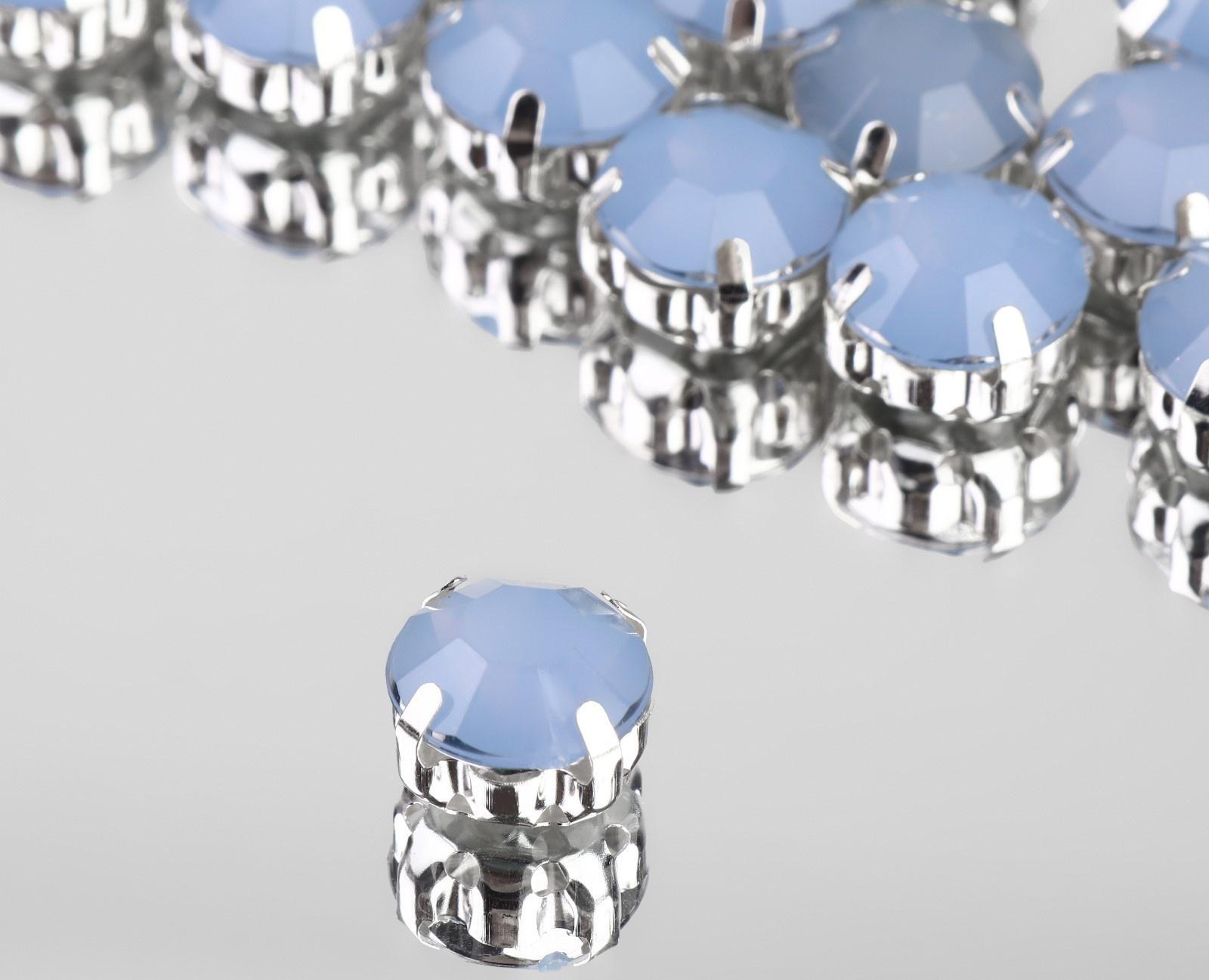 Стразы пришивные «Круг», в оправе, d = 10 мм, 20 шт, цвет голубой опал