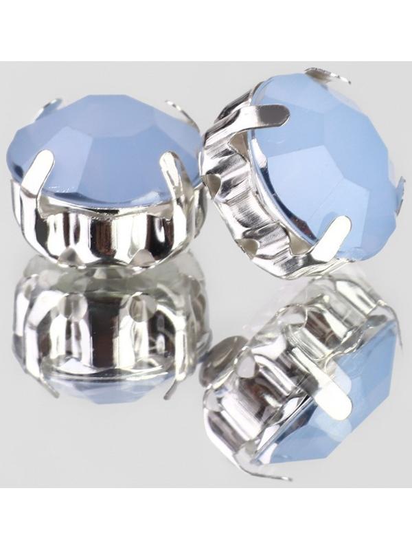 Стразы пришивные «Круг», в оправе, d = 10 мм, 20 шт, цвет голубой опал