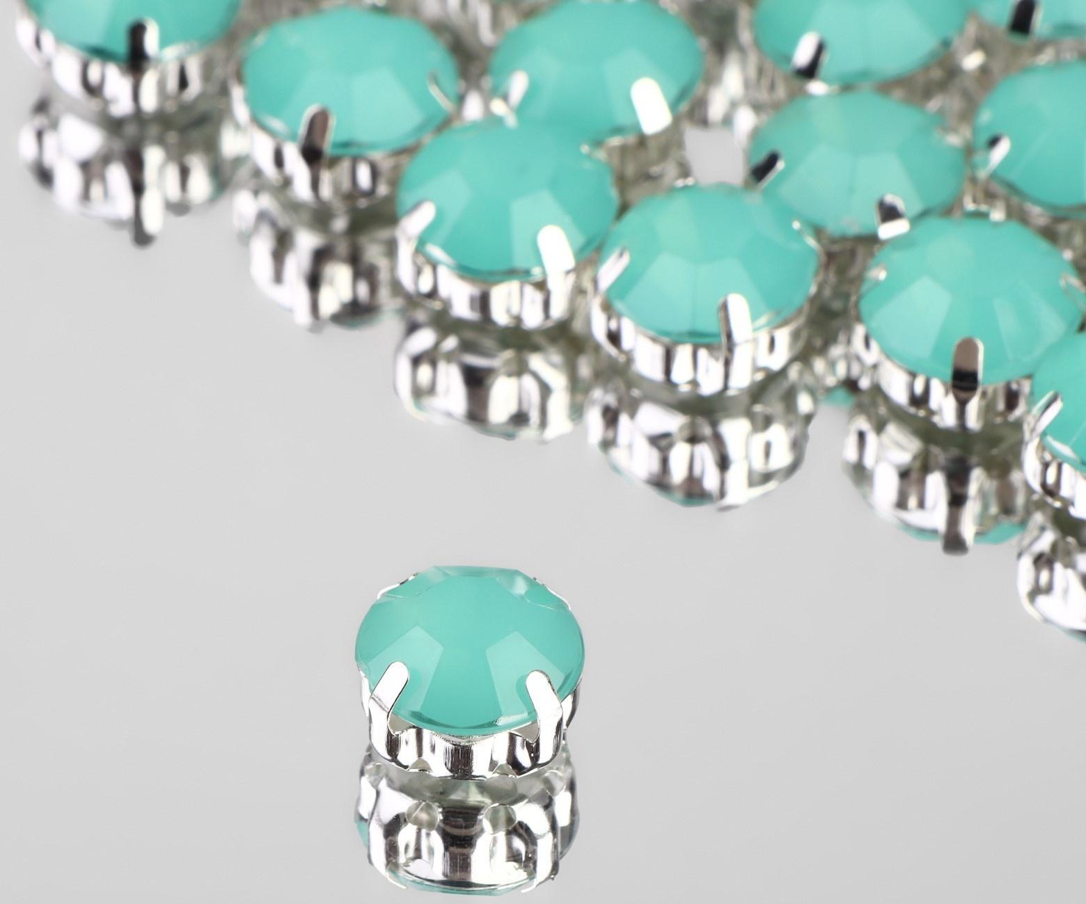 Стразы пришивные «Круг», в оправе, d = 10 мм, 20 шт, цвет мятный опал