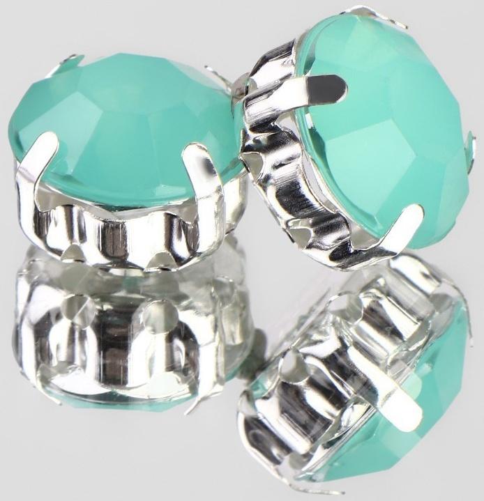 Стразы пришивные «Круг», в оправе, d = 10 мм, 20 шт, цвет мятный опал