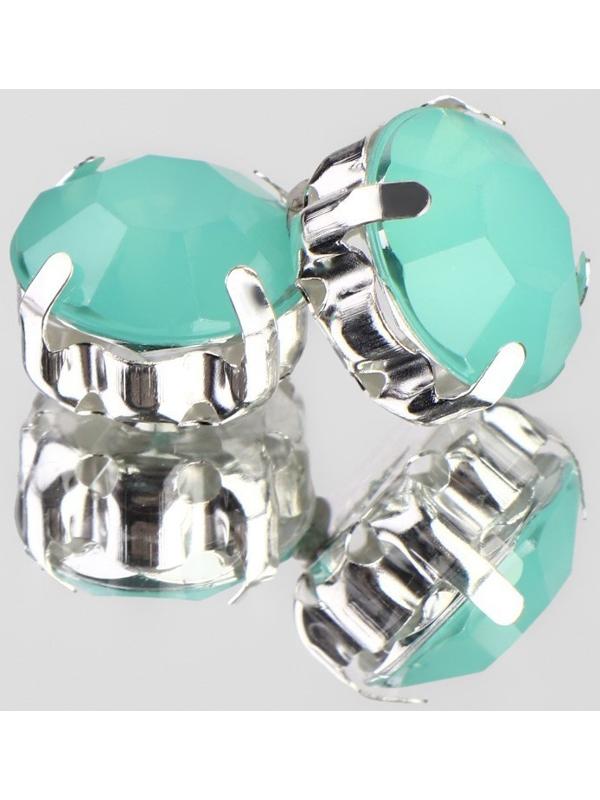 Стразы пришивные «Круг», в оправе, d = 10 мм, 20 шт, цвет мятный опал