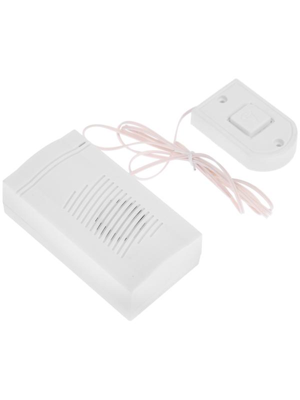 Звонок LZDV-08, проводной, 1,5 метра, 1 кнопка, 2хAА (не в комплекте), белый