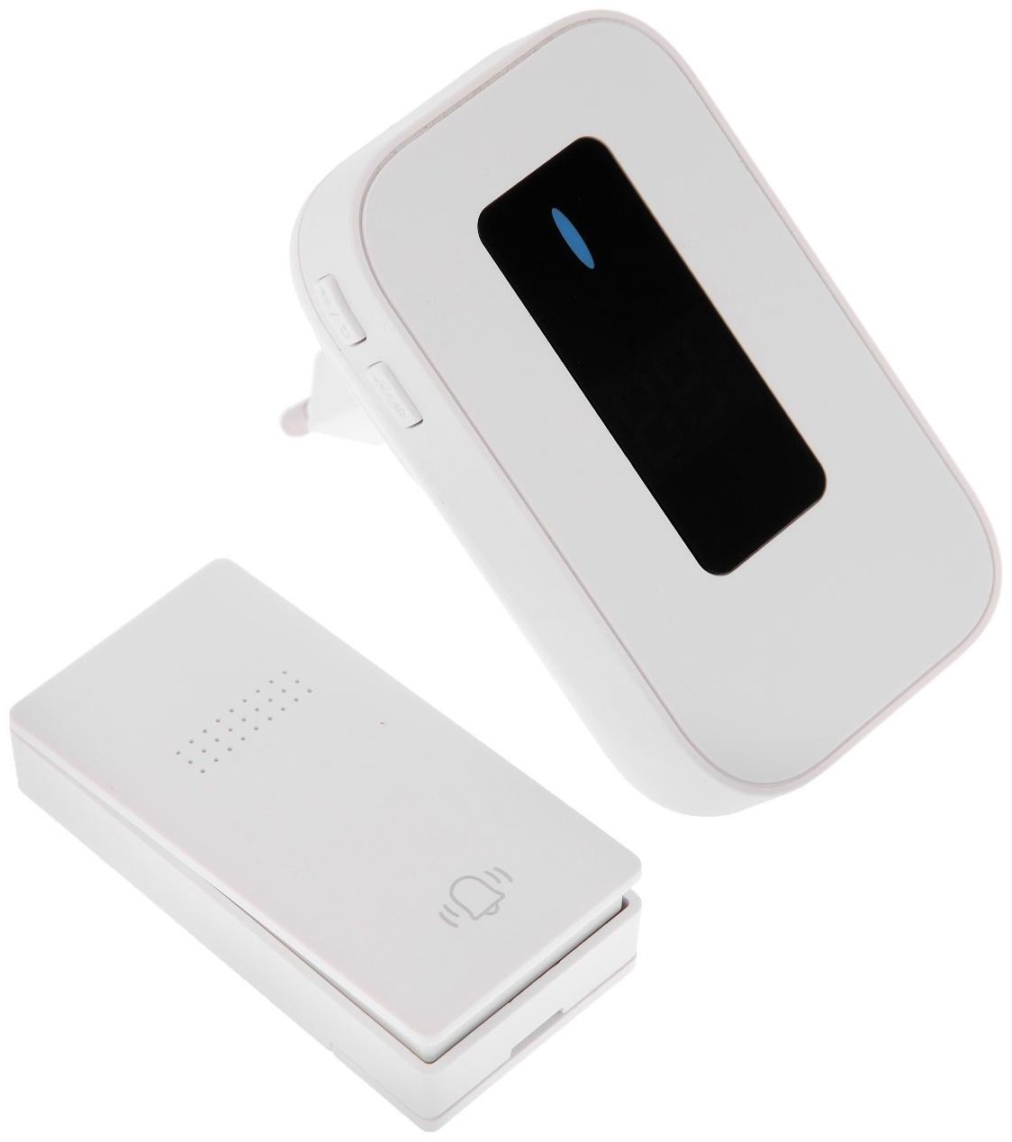 Звонок LZDV-11, беспроводной, от сети, без батареек, термометр, белый