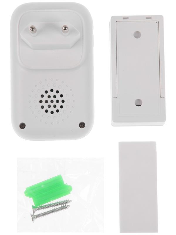 Звонок LZDV-11, беспроводной, от сети, без батареек, термометр, белый