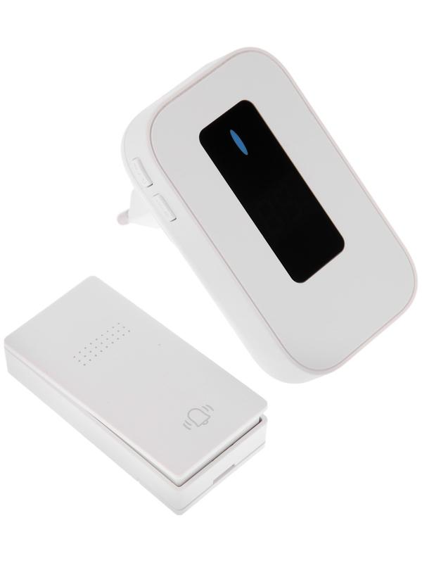 Звонок LZDV-11, беспроводной, от сети, без батареек, термометр, белый