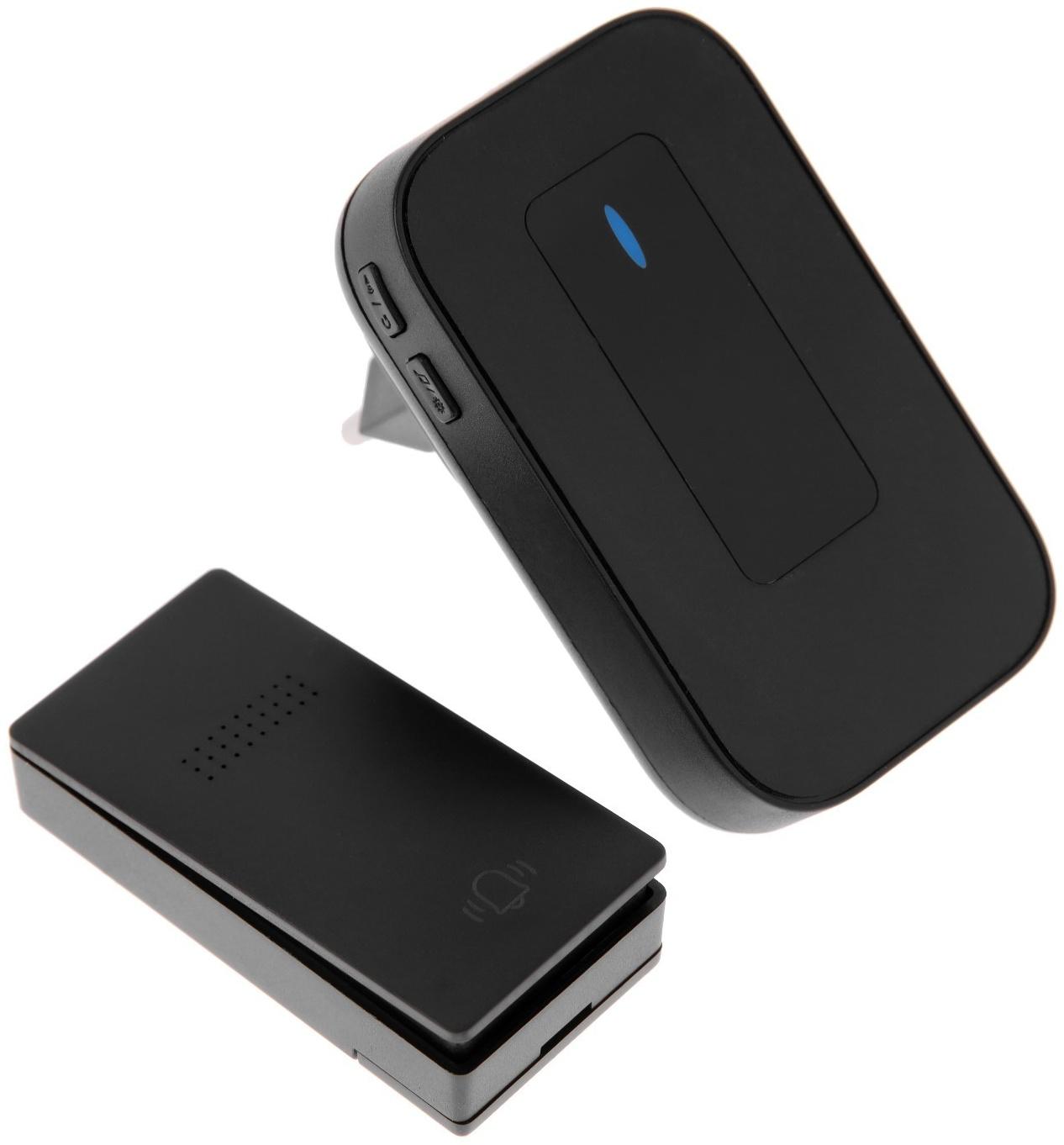 Звонок LZDV-11, беспроводной, от сети, без батареек, термометр, чёрный