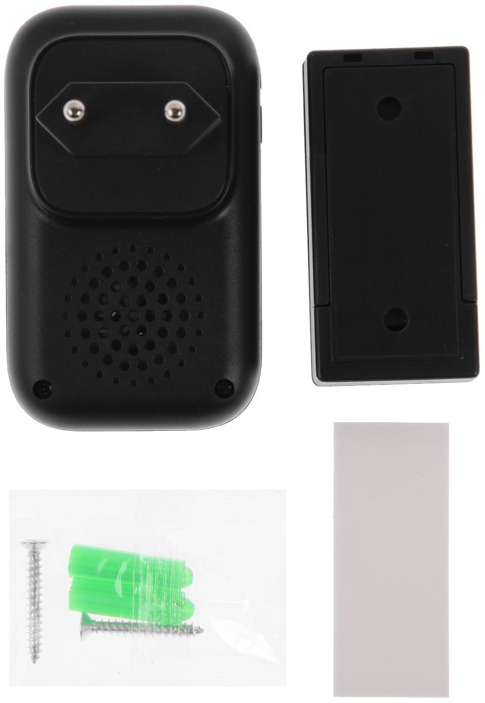 Звонок LZDV-11, беспроводной, от сети, без батареек, термометр, чёрный