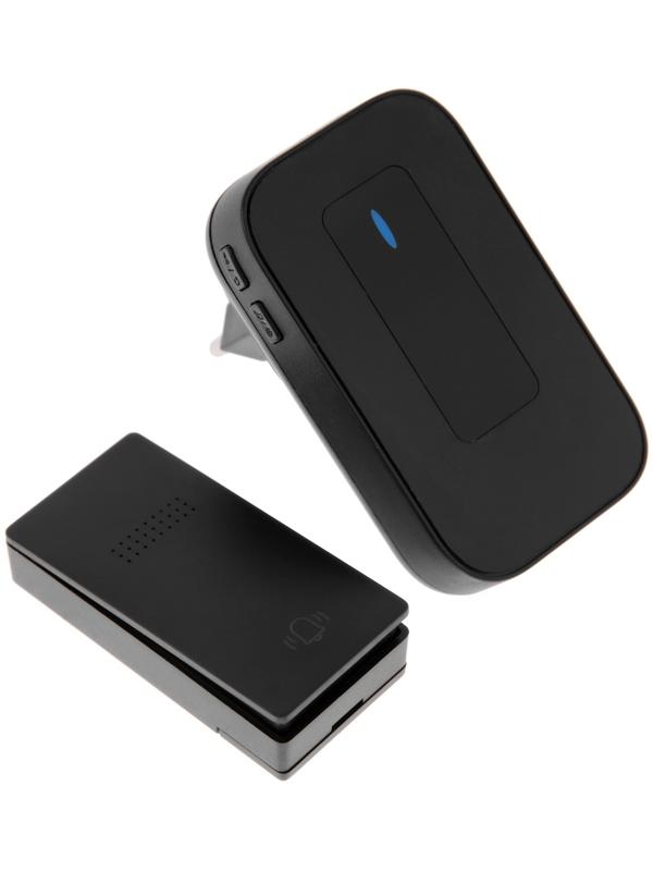 Звонок LZDV-11, беспроводной, от сети, без батареек, термометр, чёрный