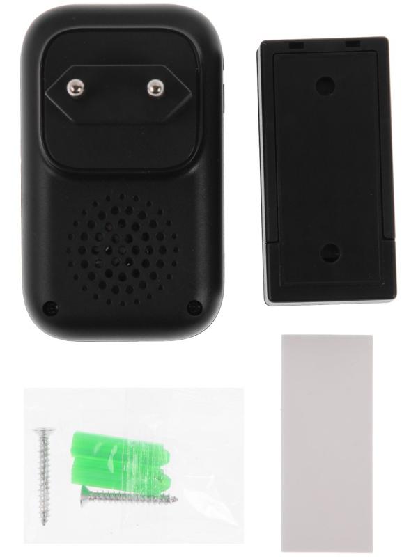 Звонок LZDV-11, беспроводной, от сети, без батареек, термометр, чёрный