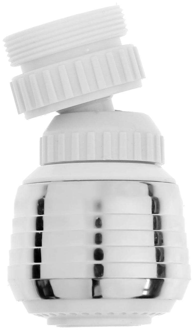 Аэратор ZEIN, регулировка потока, поворотный, 2 режима, пластик, белый/хром