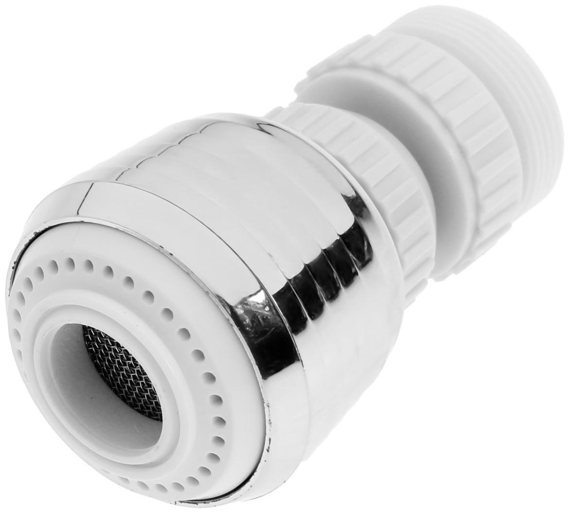 Аэратор ZEIN, регулировка потока, поворотный, 2 режима, пластик, белый/хром