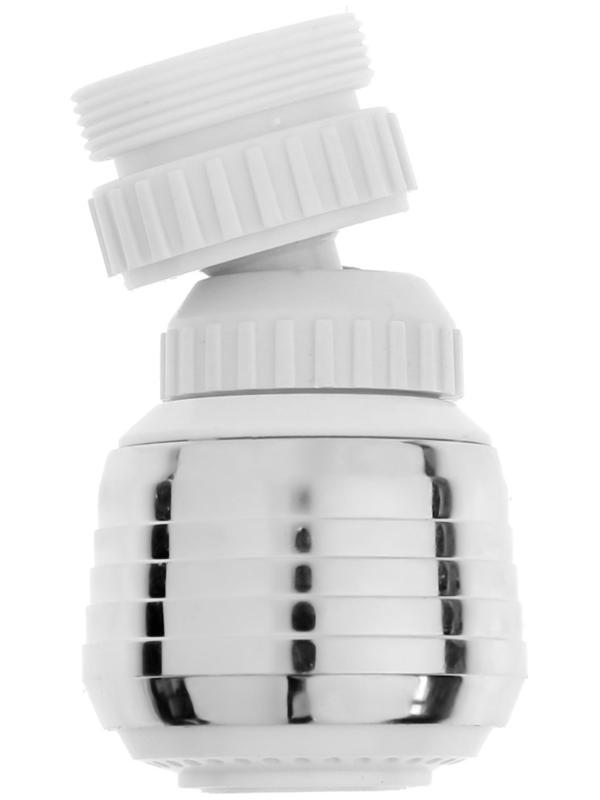 Аэратор ZEIN, регулировка потока, поворотный, 2 режима, пластик, белый/хром