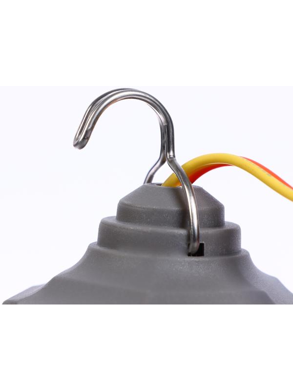 Фонарь кемпинговый, 10 Вт, SMD 2835, кабель l-1.5 м, с зажимом от 12 В, d-6 см, серый