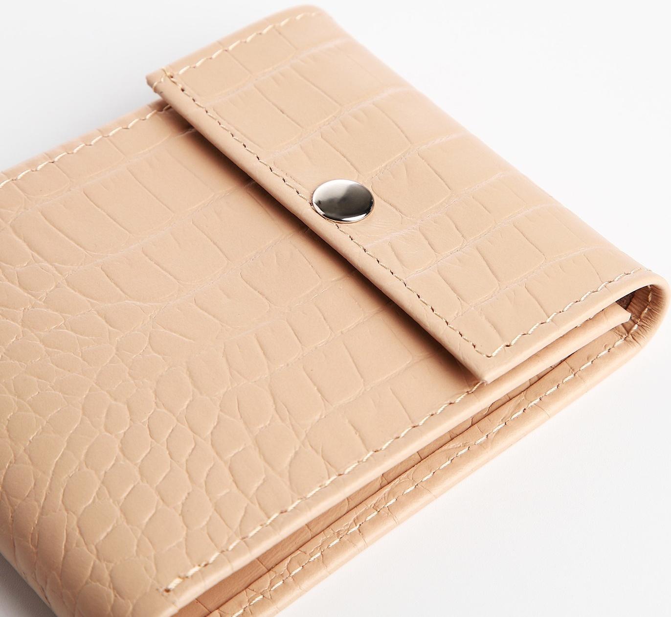 Кошелёк на кнопке, цвет пудровый