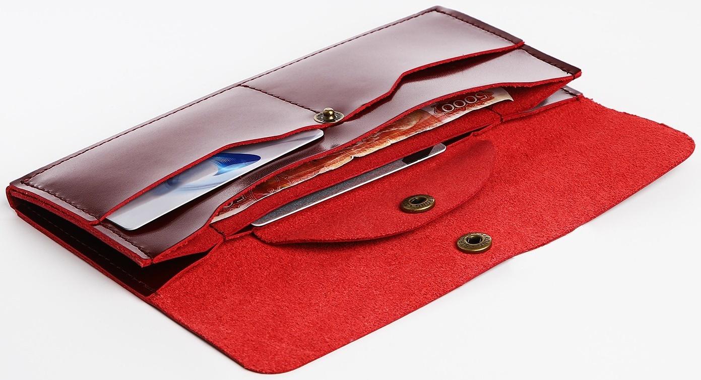 Кошелёк на кнопке, цвет бордовый