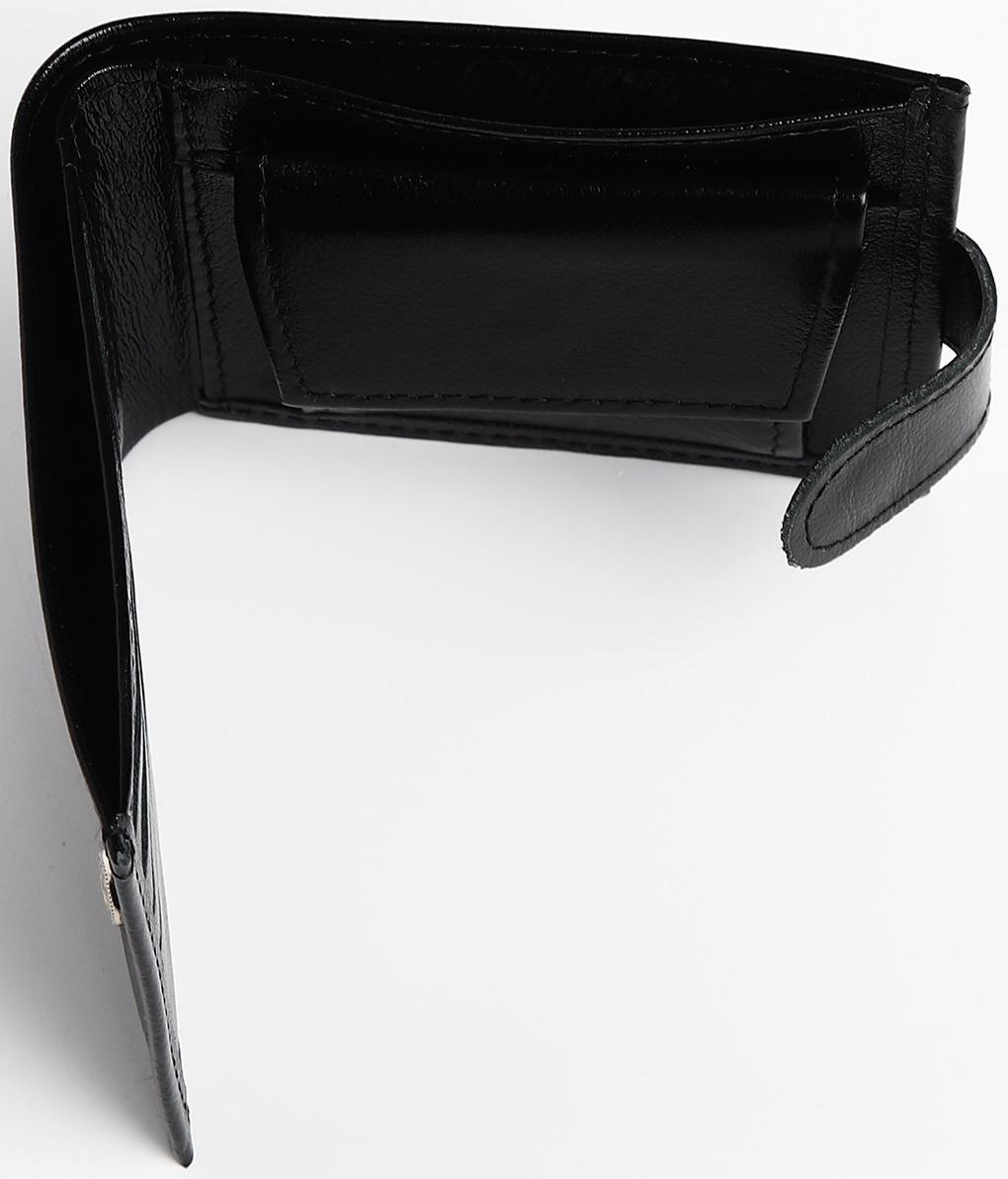 Портмоне на кнопке, для купюр, для карт, для монет, цвет чёрный