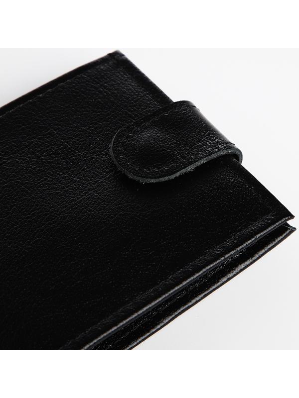 Портмоне на кнопке, для купюр, для карт, для монет, цвет чёрный