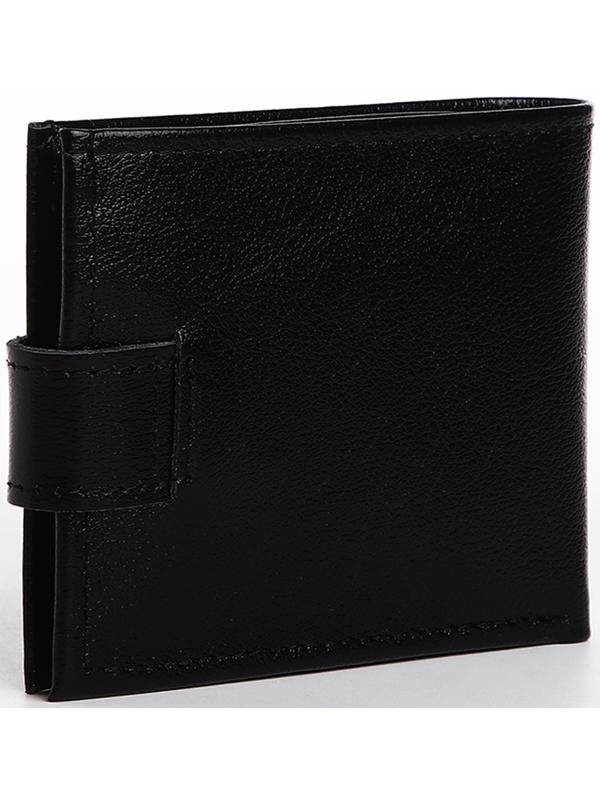 Портмоне на кнопке, для купюр, для карт, для монет, цвет чёрный