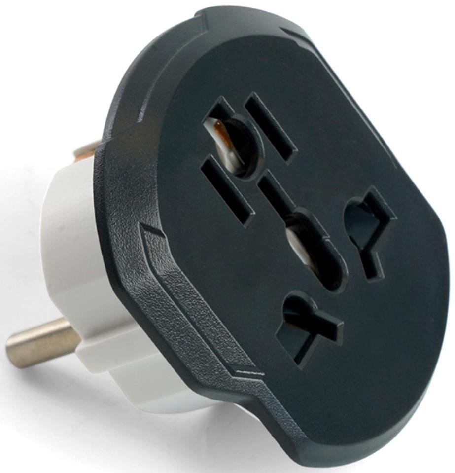 ADP16-06-20 Адаптер-переходник для евровилки ультраплоский с/з, 250В, 16A, серый/белый