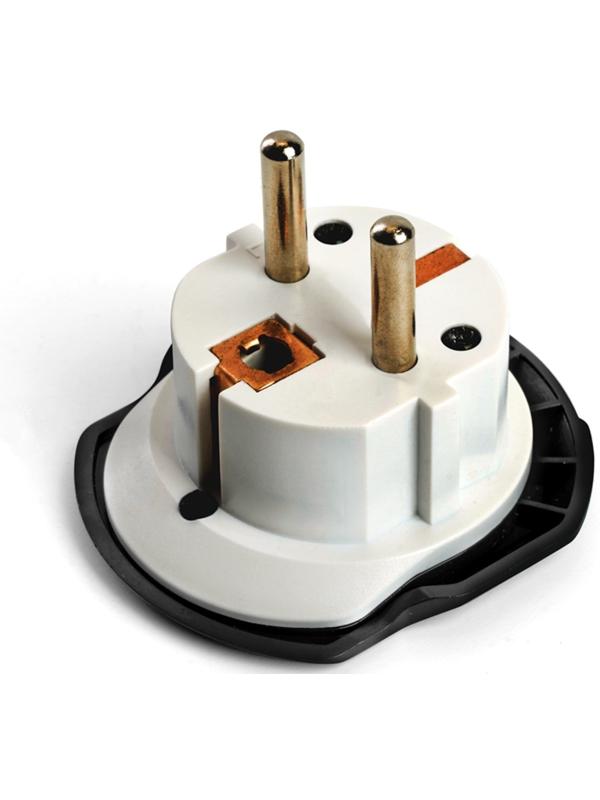 ADP16-06-20 Адаптер-переходник для евровилки ультраплоский с/з, 250В, 16A, серый/белый