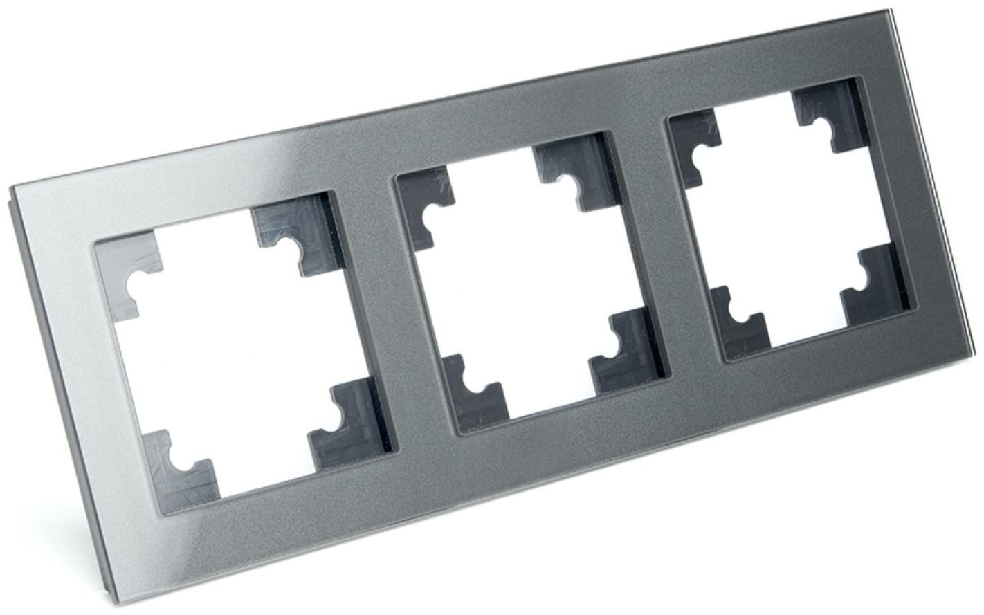 Рамка 3-местная, стекло, серия Катрин, GFR00-7003-06, графит