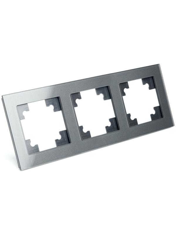 Рамка 3-местная, стекло, серия Катрин, GFR00-7003-06, графит