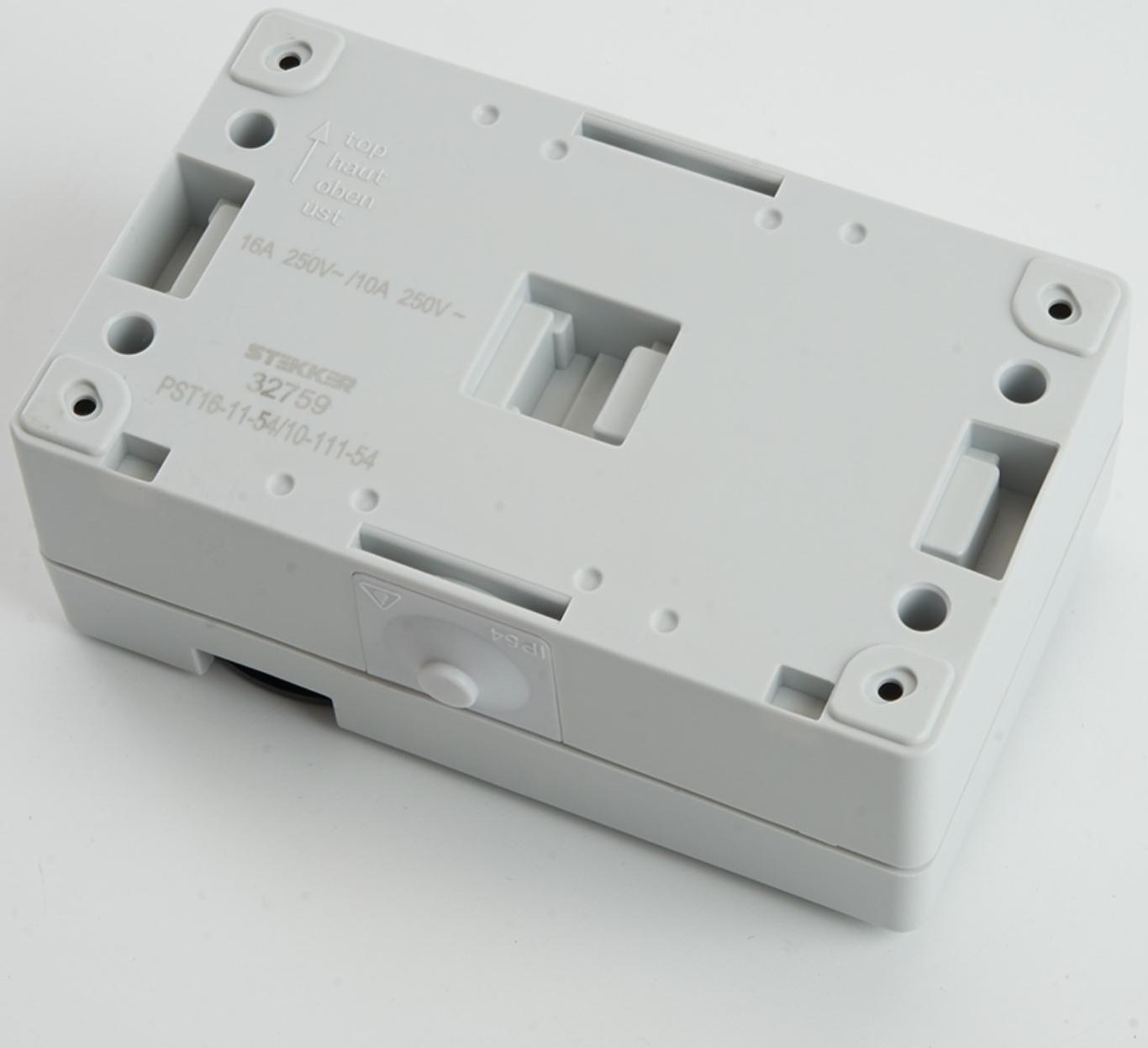 Блок: розетка 1-местная с/з + выключатель 1-клавишный, PST16-11-54/10-111-54, серый/графит