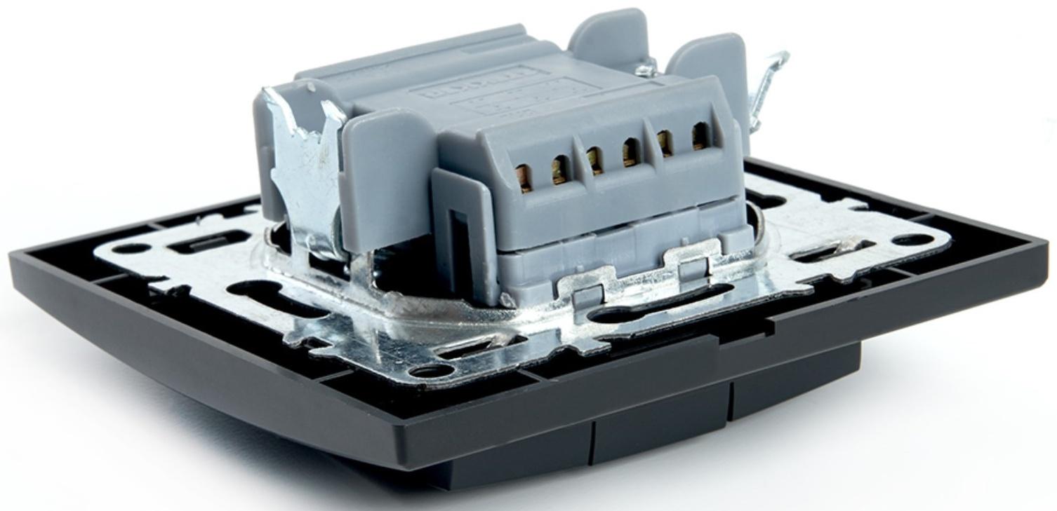 Выключатель электрический 3-клавишный, серия Эрна, PSW10-9007-03, черный