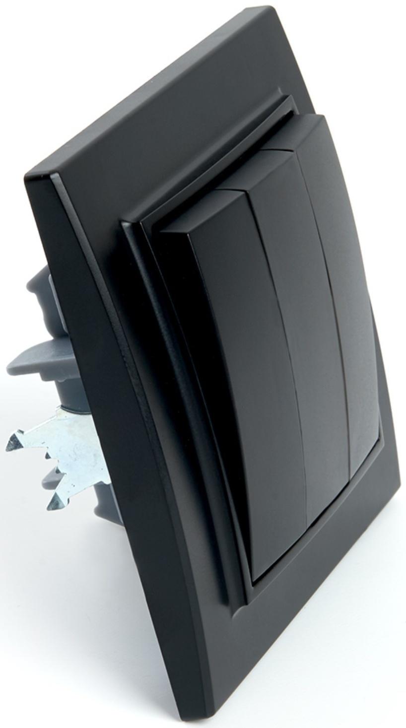 Выключатель электрический 3-клавишный, серия Эрна, PSW10-9007-03, черный